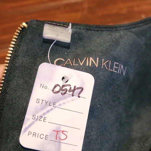 NWOT Calvin Klein Forrest Green Faux Suede Sheath Dress (547) - Picture 4 of 7